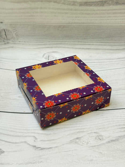 Floral Festive Print 4pc Brownie Box | Decorative Packaging for Gifting & Bakery Use