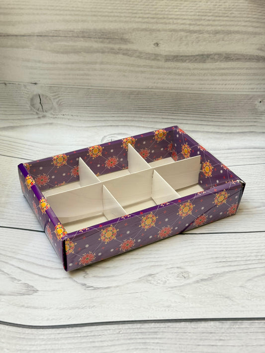 Floral Festive Print 6 Partition Dry Fruit & Sweet Box – Premium Gifting Packaging