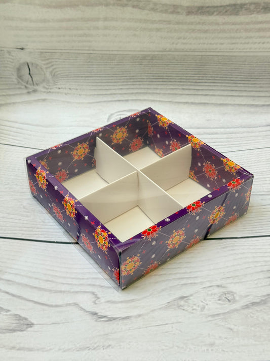 Floral Festive Print 4 Partition Dry Fruit & Sweet Box – Premium Gifting Packaging