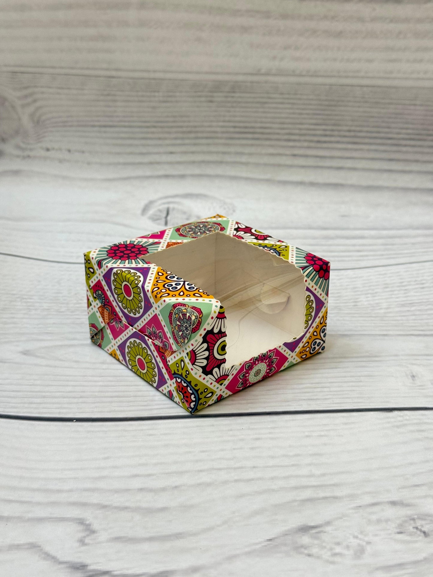 Mandala Festive Print Single Brownie Box | Decorative Packaging for Gifting & Bakery Use