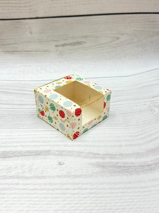 Polka Christmas Print 1 Brownie Box – Festive Packaging with Window