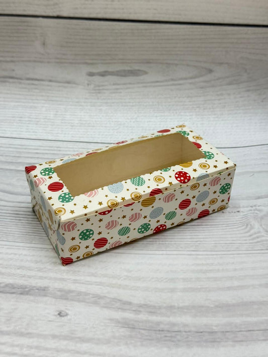 Polka Christmas Print 2 Brownie Box – Festive Packaging with Window