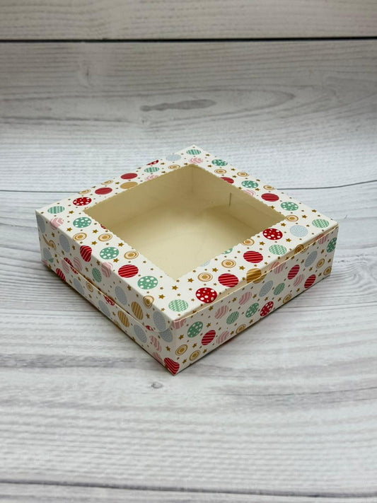 Polka Christmas Print 4 Brownie Box – Festive Packaging with Window