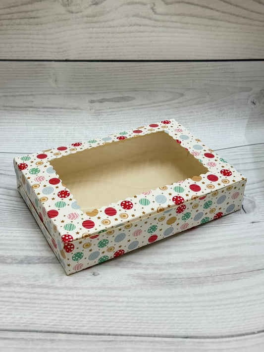 Polka Christmas Print 6 Brownie Box – Festive Packaging with Window