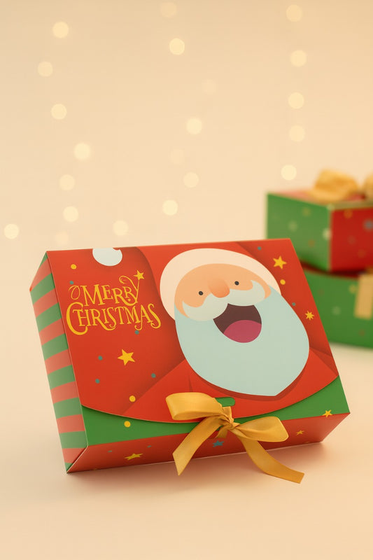 Small Red Santa Christmas Gift Box / Goodies Box With Ribbon – Premium Christmas Packaging