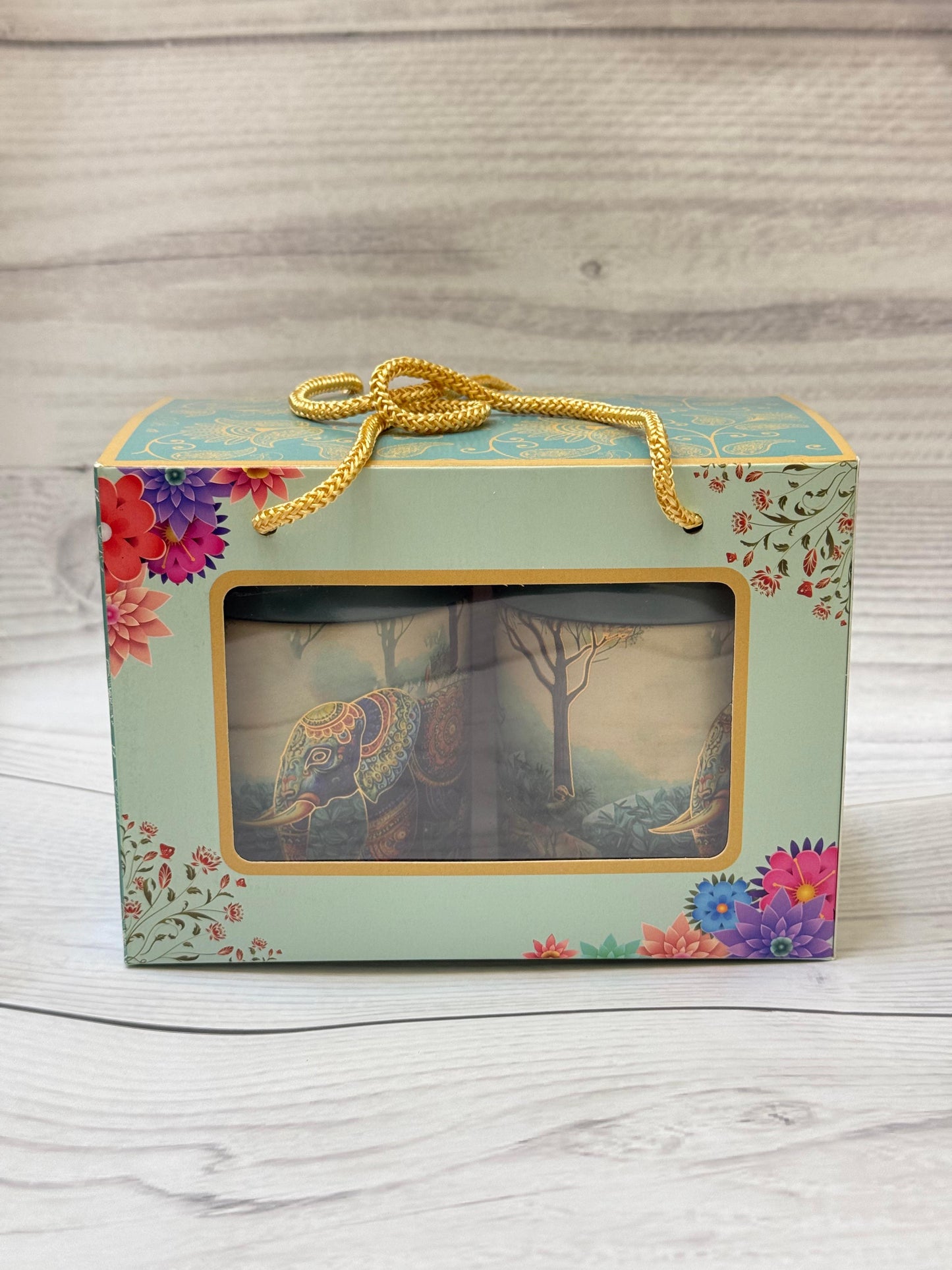 Festive 2 Jar Window Bag with Rope Handle – Premium Gifting Packaging