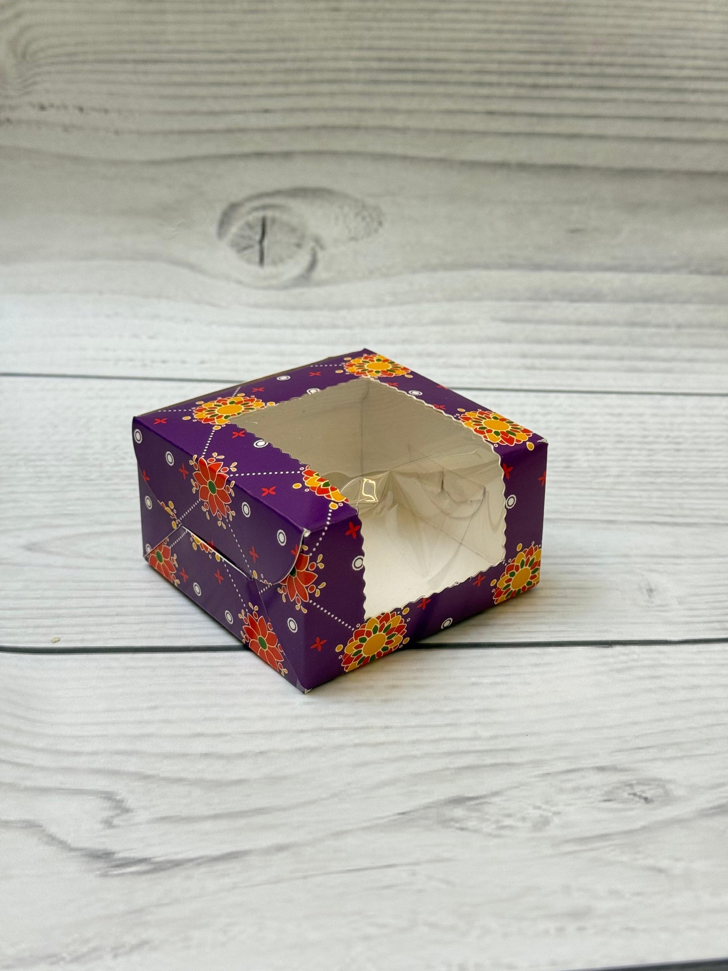 Floral Festive Print Single Brownie Box | Decorative Packaging for Gifting & Bakery Use