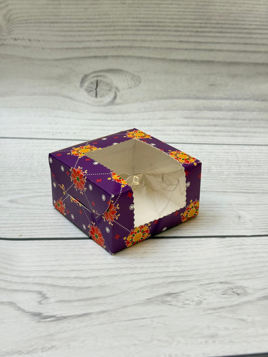 Floral Festive Print Single Brownie Box | Decorative Packaging for Gifting & Bakery Use
