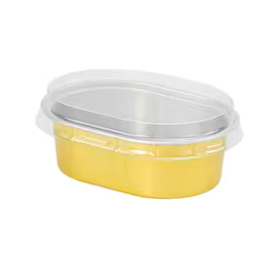 Oval Aluminium Foil Dessert Cup with Clear Dome Lid – 60ml Mini Bake & Serve Container