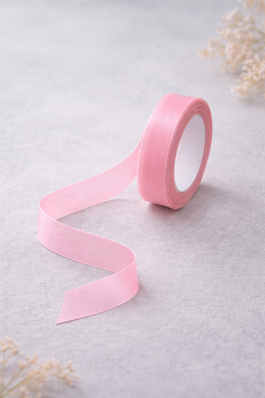 Pink Premium Organza Ribbon Roll – 15 Meters x 1 Inch Width
