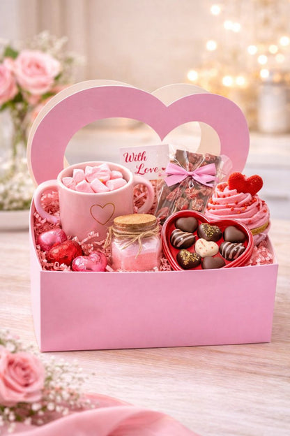Pink Heart Handle Hamper Box