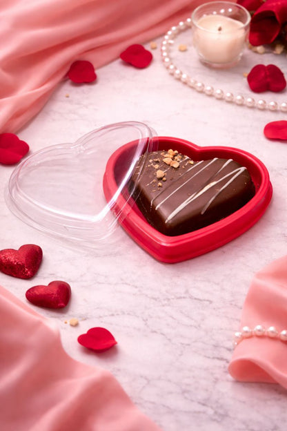 Heart Shaped Dessert Box with Clear Lid – Red