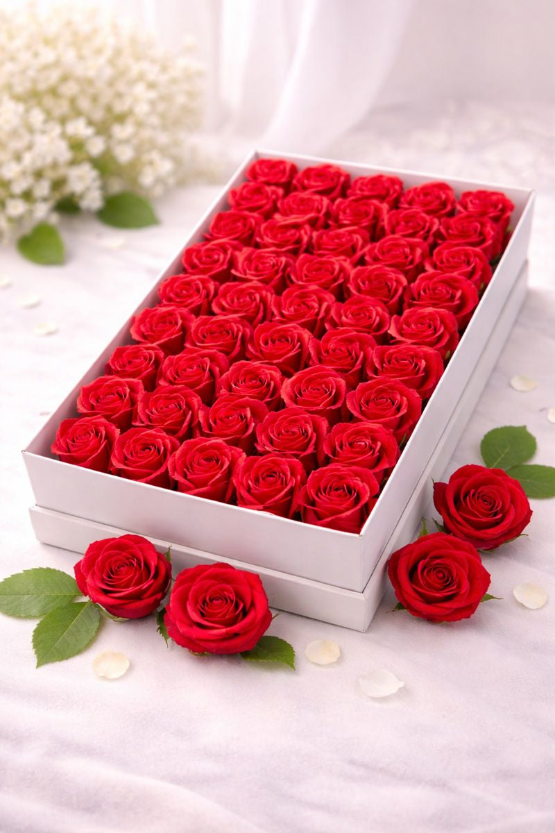 Red Scented Artificial Rose Box for Gifting & Décor