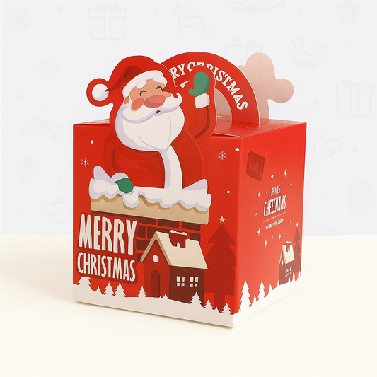 Christmas Santa Gift Box – Festive Merry Christmas Box with Handle