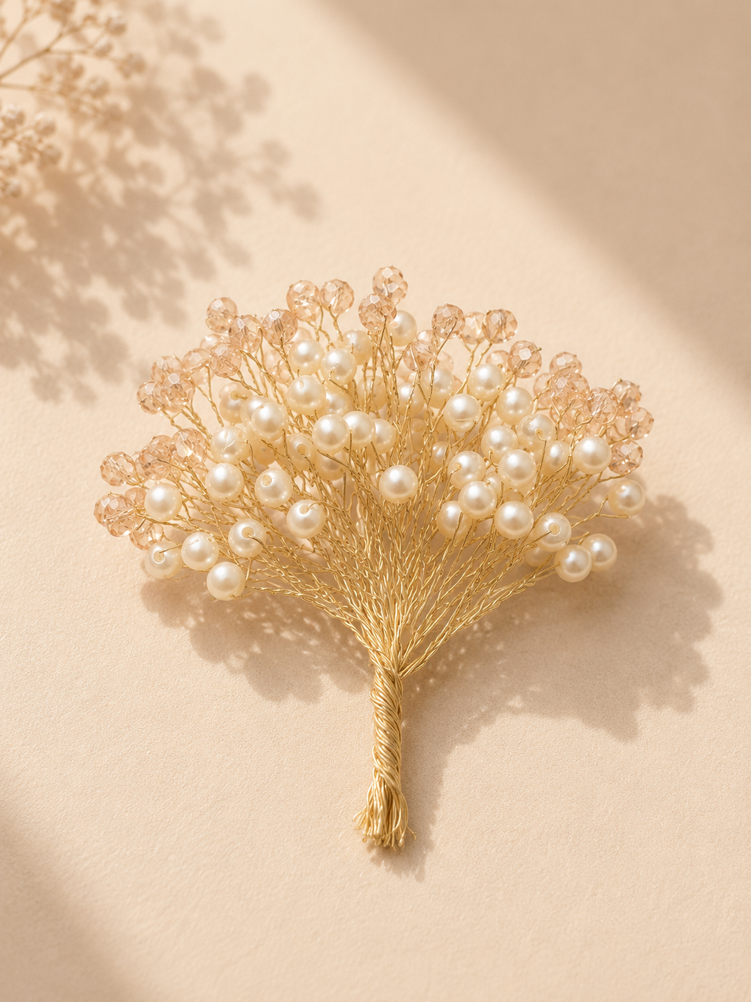 Ivory Pearl Crystal Bouquet Spray Pick | Decorative Bouquet & Hamper Embellishment