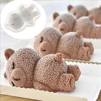 3D Sleeping Teddy Bear Silicone Mould | Food Grade Silicone Mold for Chocolate, Mousse, Cake & Dessert Decoration