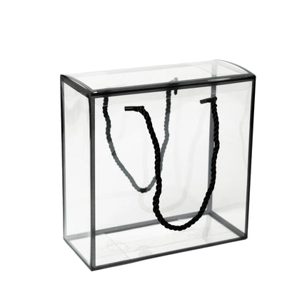 Small Black Border Transparent Gift Bag with Rope Handle – 15×15×8.5 cm