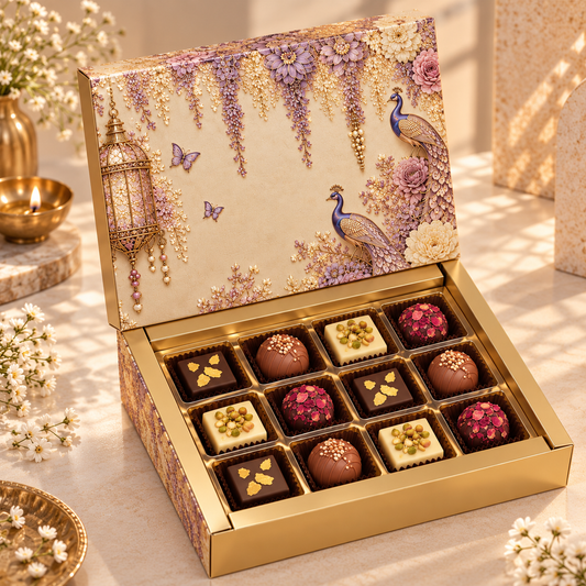Purple Foil Print 12 Cavity Festive Chocolate & Mithai Box
