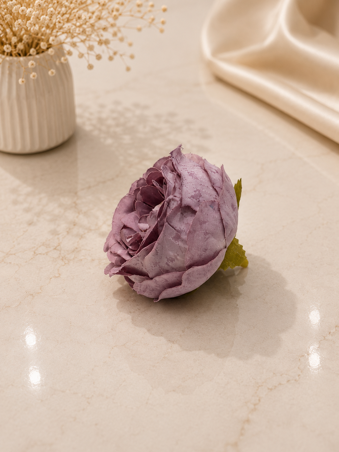 Premium Wine Purple Artificial Peony Flower Head | Decorative Floral Accent for Gift Hampers & Luxury Packaging