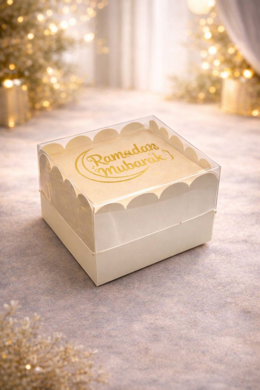 Ramadan Mubarak Single Brownie Box – Premium Clear Lid Dessert Packaging