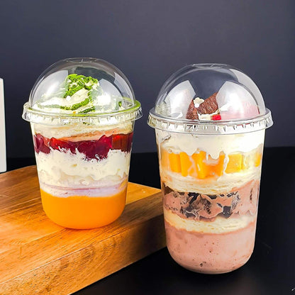 350ml Imported Crystal Clear U-Shape PET Cup with Dome Lid | Premium Bubble Tea, Matcha & Cold Beverage Cup
