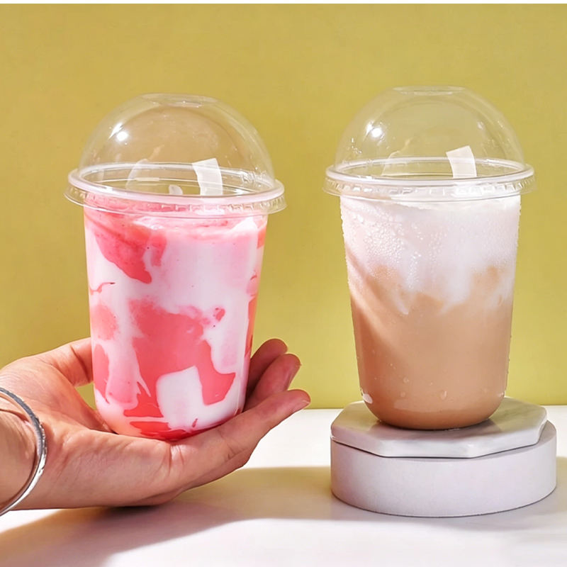 350ml Imported Crystal Clear U-Shape PET Cup with Dome Lid | Premium Bubble Tea, Matcha & Cold Beverage Cup