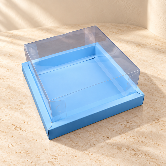 Blue Foldable Hamper Box with Clear PVC Lid