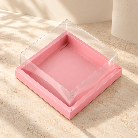 Pink Foldable Hamper Box with Clear PVC Lid