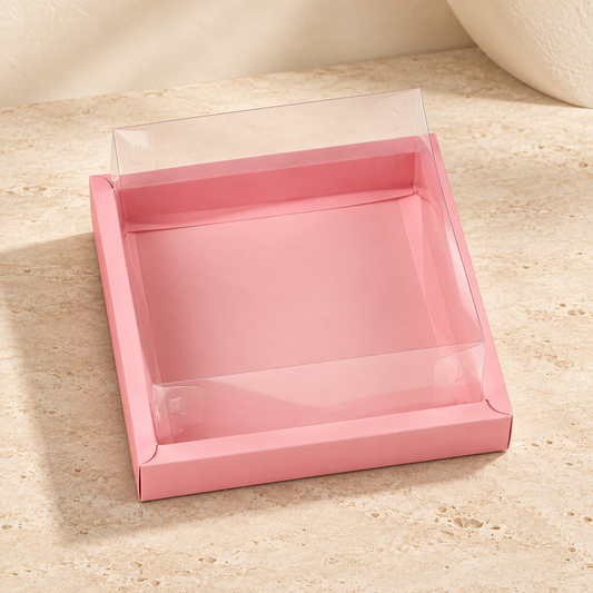 Pink Foldable Hamper Box with Clear PVC Lid