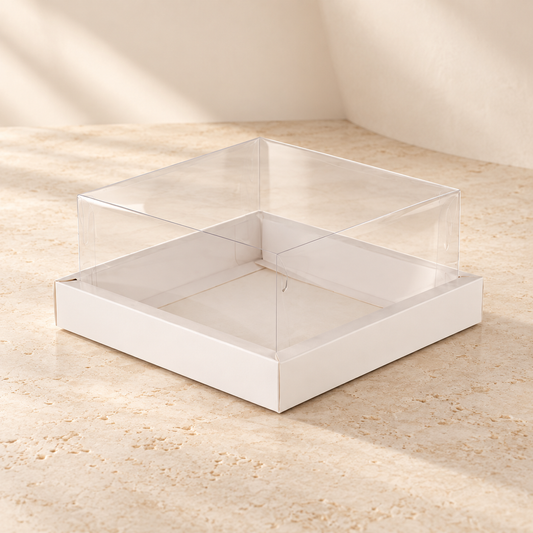 White Foldable Hamper Box with Clear PVC Lid