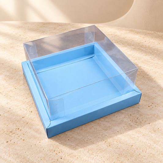 Blue Foldable Hamper Box with Clear PVC Lid
