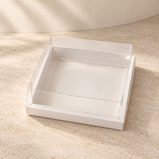 White Foldable Hamper Box with Clear PVC Lid