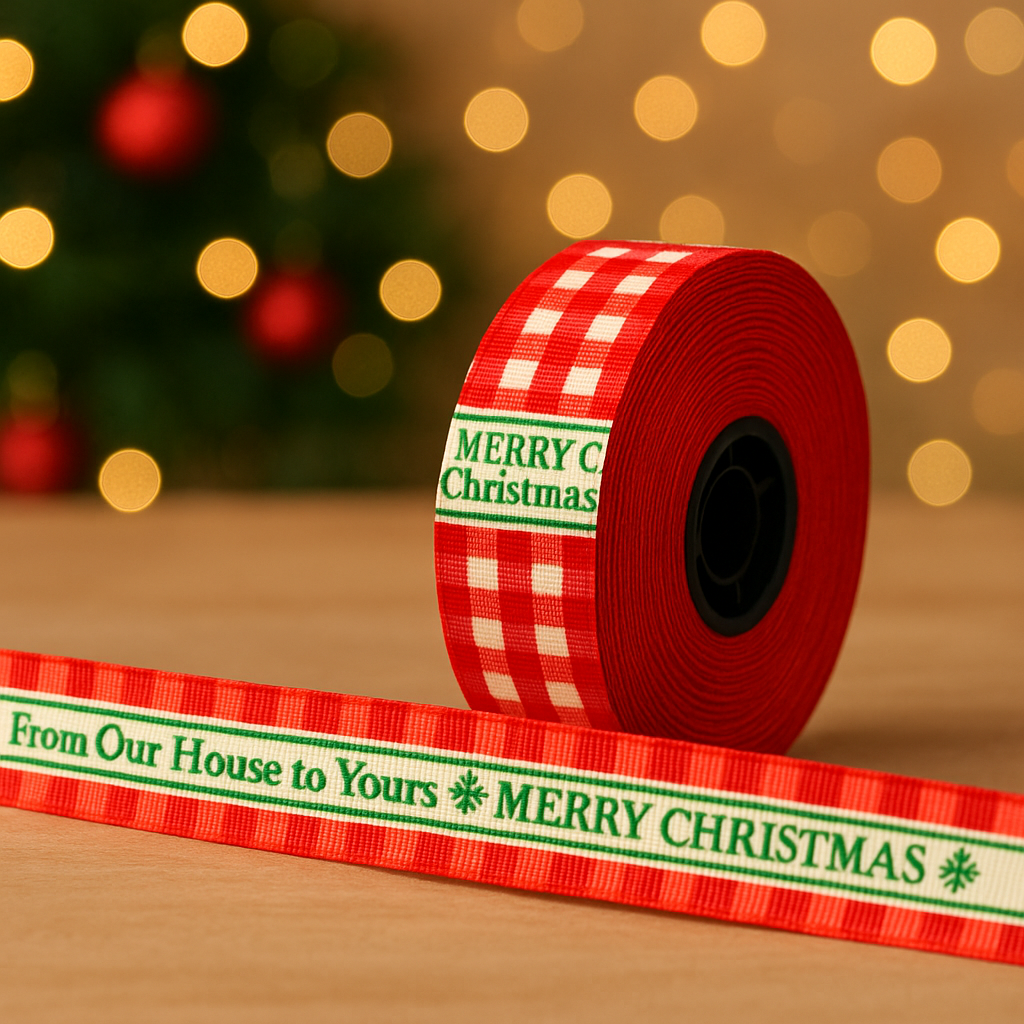 Christmas Theme Red Ribbon Roll - 15meters