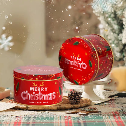 Red Merry Christmas Round Goodies Tin Box – Festive Gifting & Hamper Packaging