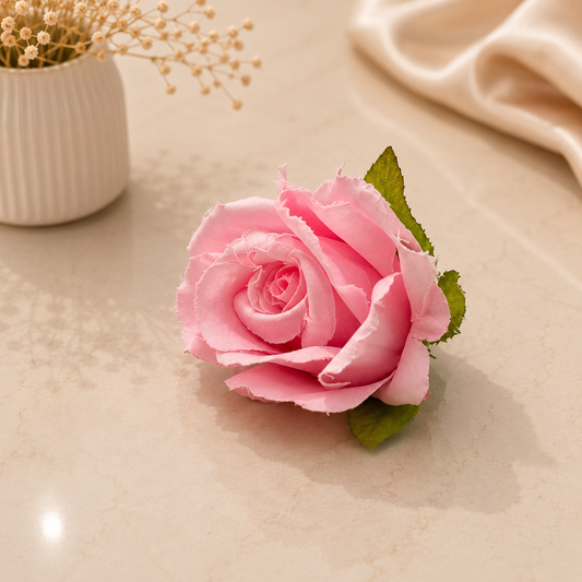 Premium Baby Pink Artificial Rose Flower Head | Decorative Floral Accent for Gift Hampers & Luxury Packaging