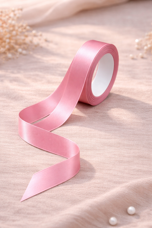 Pink Premium Satin Ribbon Roll – 1 Inch Width x 15 Meters Length