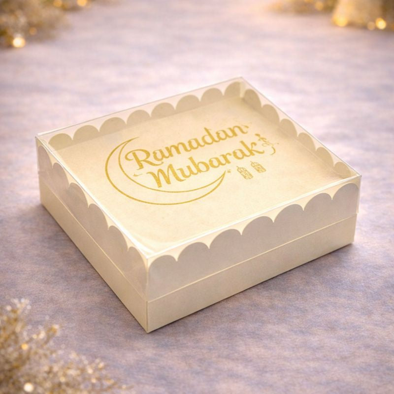Ramadan Mubarak 4-Brownie Box – Premium Clear Lid Dessert Packaging