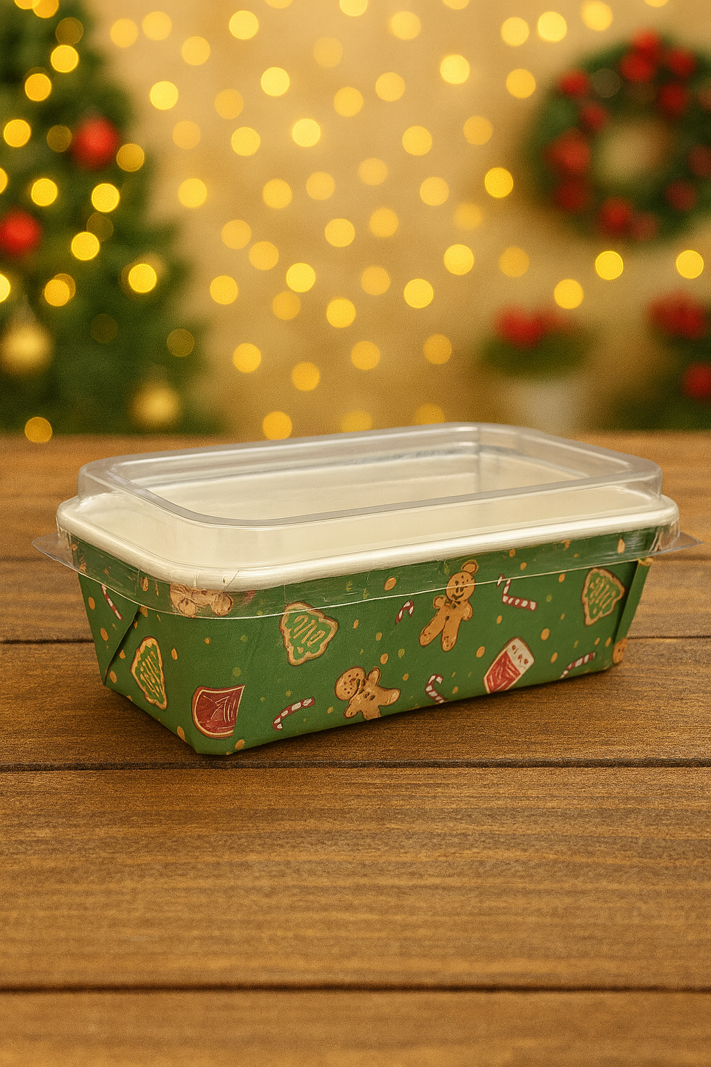 Christmas Plum Cake Bake & Serve With Lid 250gms – Green Gingerbread Print