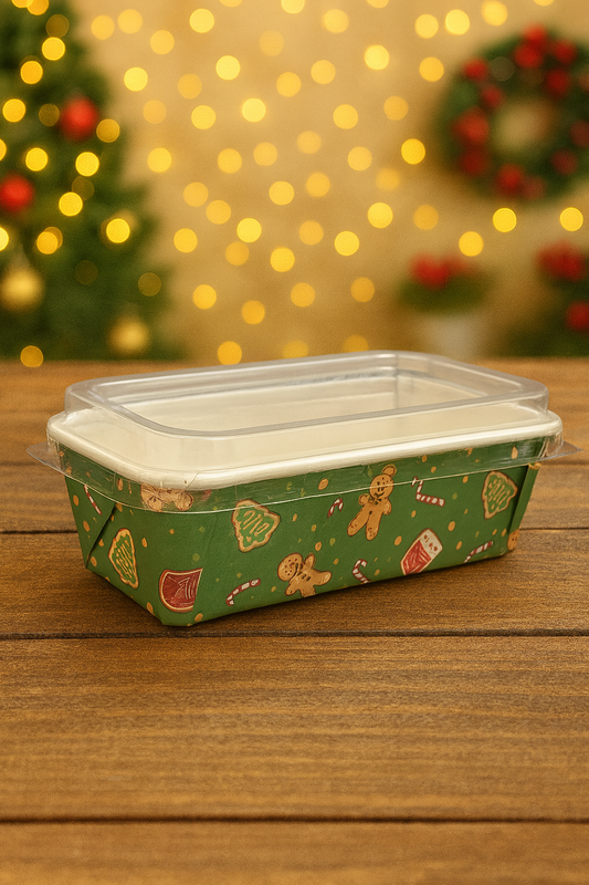 Christmas Plum Cake Bake & Serve With Lid 250gms – Green Gingerbread Print