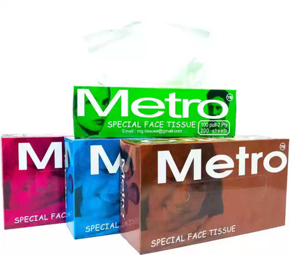 METRO FACE TISSUE 2PLY 100 PULLS . 4 IN 1