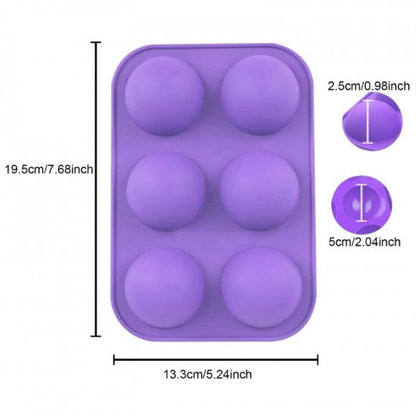 SILICON SEMI SPHERE HALF ROUND MOULD - 6 CAVITY