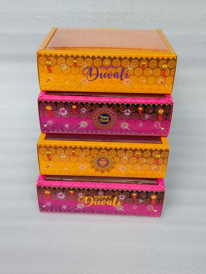 DIWALI CLEAR LID HAMPER BOXES (PACK OF 5)