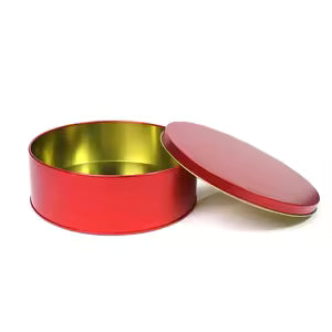 Red Imported Dream Cake Tin Box with Lid | Premium Cookie & Dessert Storage Tin | 5 x 2.25 Inches