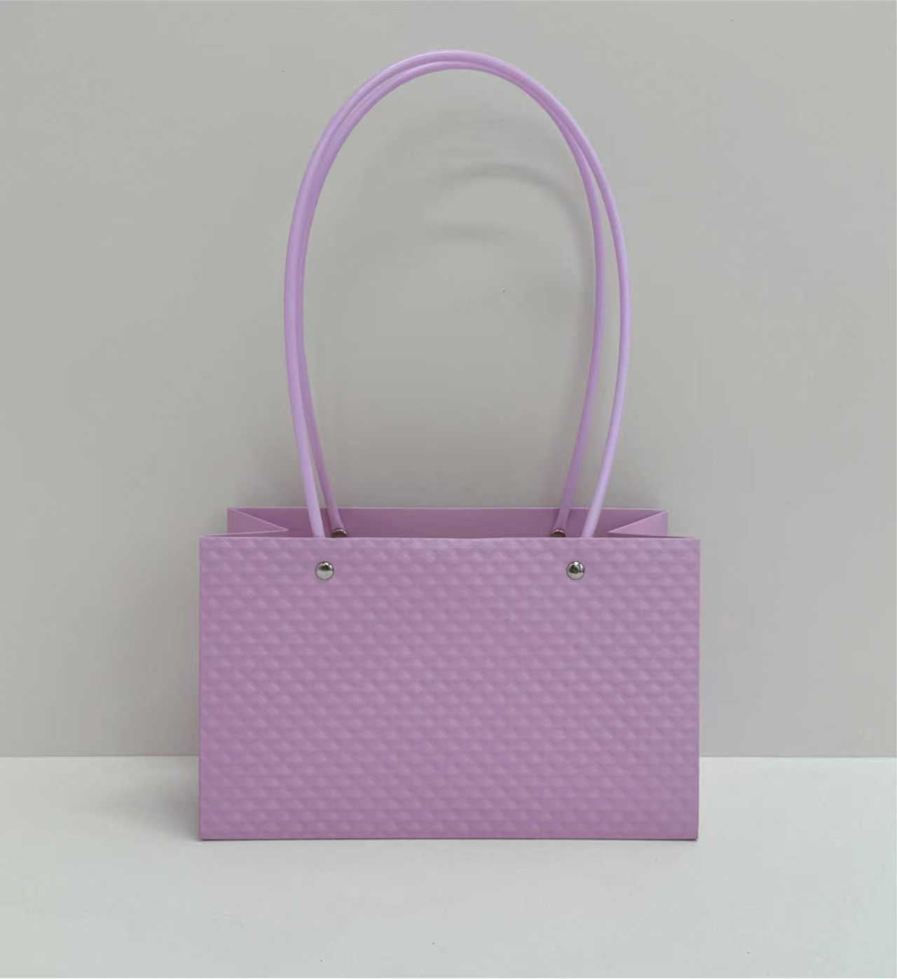 Purple Premium Textured Design Flower Carry Bag | Leakproof Gift Hamper Bag with Handles