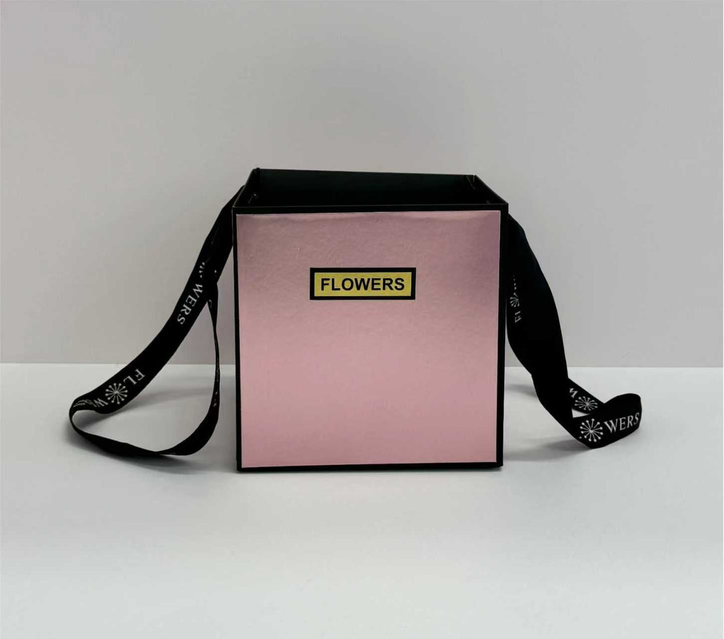 Rose Pink Premium Square Flower Gift Box with Handle | Elegant Hamper & Floral Packaging