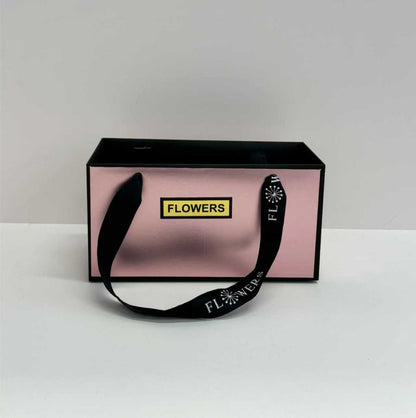 Rose Pink Premium Rectangular Flower Gift Box with Handle  | Elegant Hamper & Floral Packaging