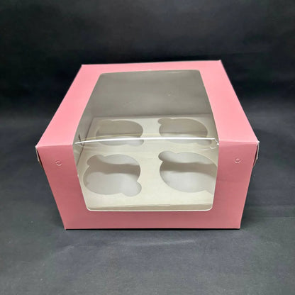 PINK 4 CUPCAKE WINDOW BOX (PACK OF 10)