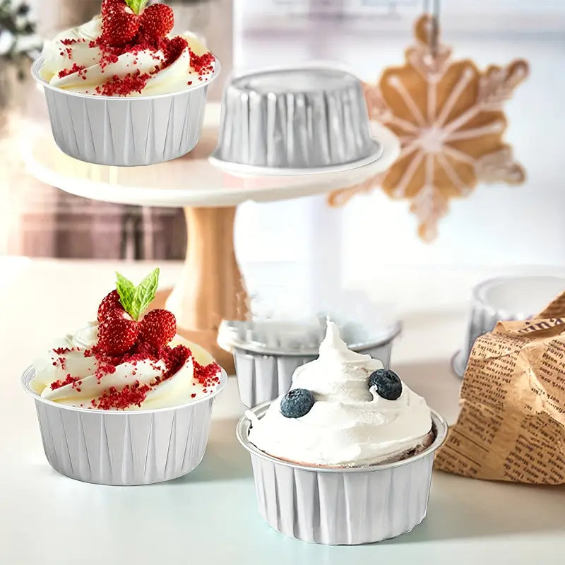 PINK ROUND FOIL BAKE&SERVE WITH LID | Round Cake Containers with Clear Lids – Colorful Disposable Dessert Boxes for Pastries, Cakes, Treats