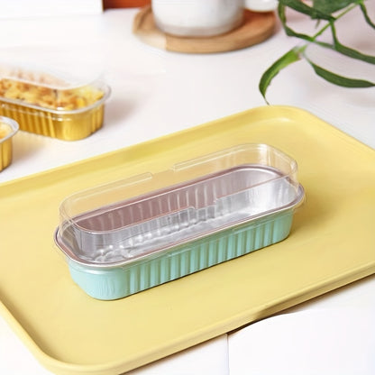 PINK RECTANGLE FOIL BAKE&SERVE WITH LID | Long Cake Slice Containers with Clear Lids | Colorful Disposable Dessert Boxes for Pastries, Cakes, Treats