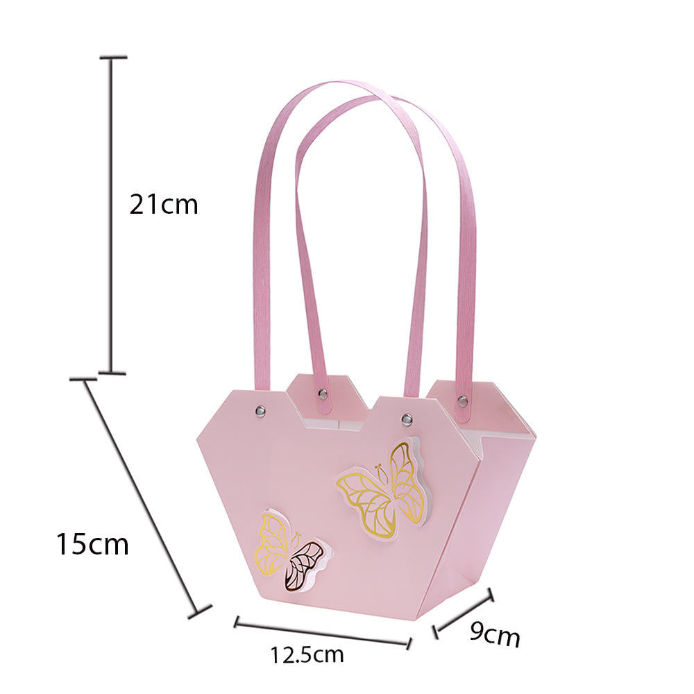 Pink Butterfly Hamper Gift Bag with Handles – Premium Paper Flower Gift Basket